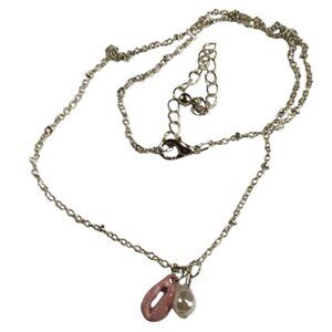 Art Class Sliver Necklace Pink Seashell and White Pearl Pendants New NWOT